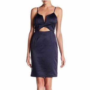 Dark Blue Navy New J.O.A Party Dress Short Cut outs Crop Size M Satin Silky